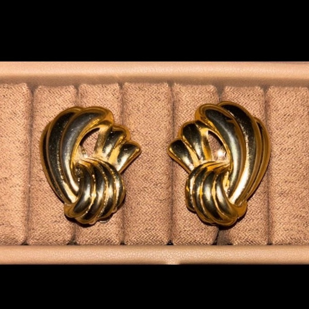 Vintage Givenchy Gold Knot Scroll Clip-On Earrings